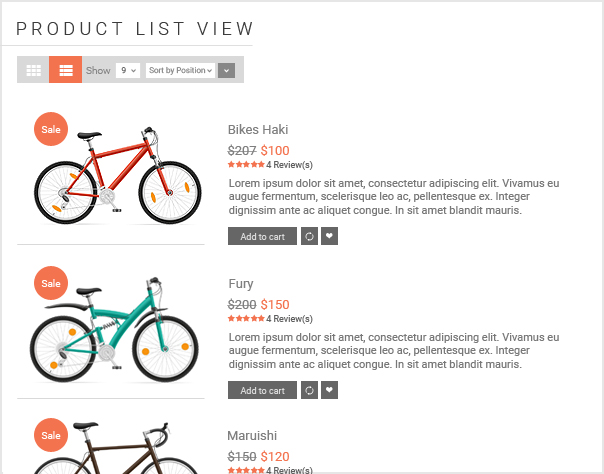 製品リストビュー