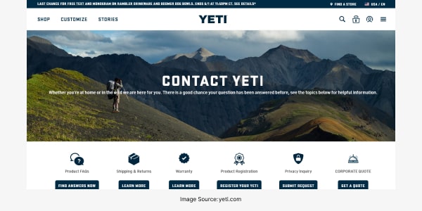 Yeti - Page de contact