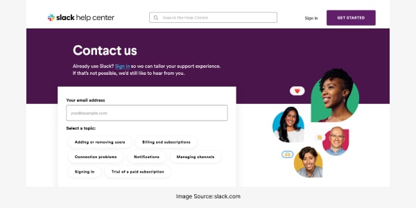 Slack - Page Contactez-nous