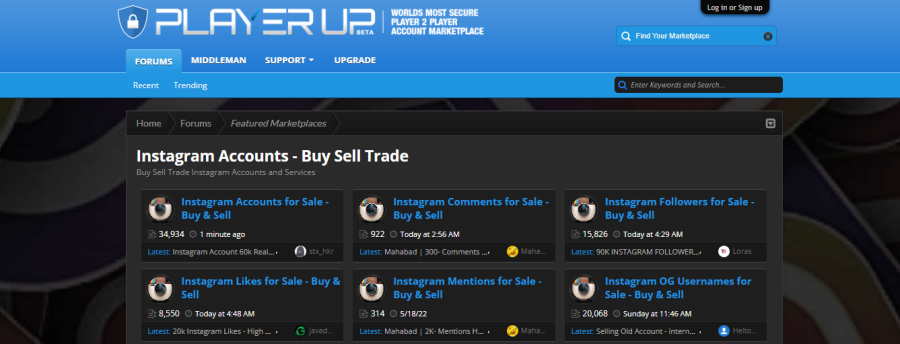 Playerup - Instagram hesabı satın al