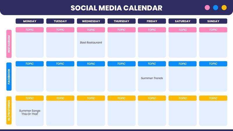 Calendrier des médias sociaux