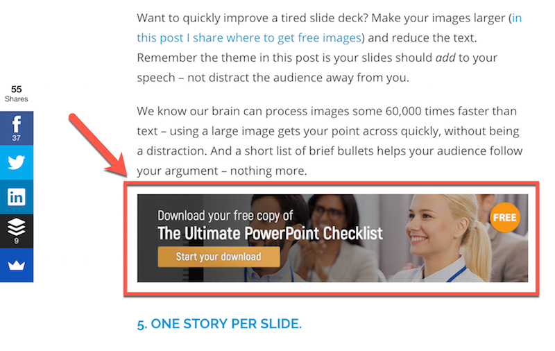 exemplu de actualizare a conținutului blogului