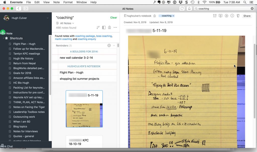 O Evernote é brilhante para capturar suas notas manuscritas e torná-las fáceis de recuperar