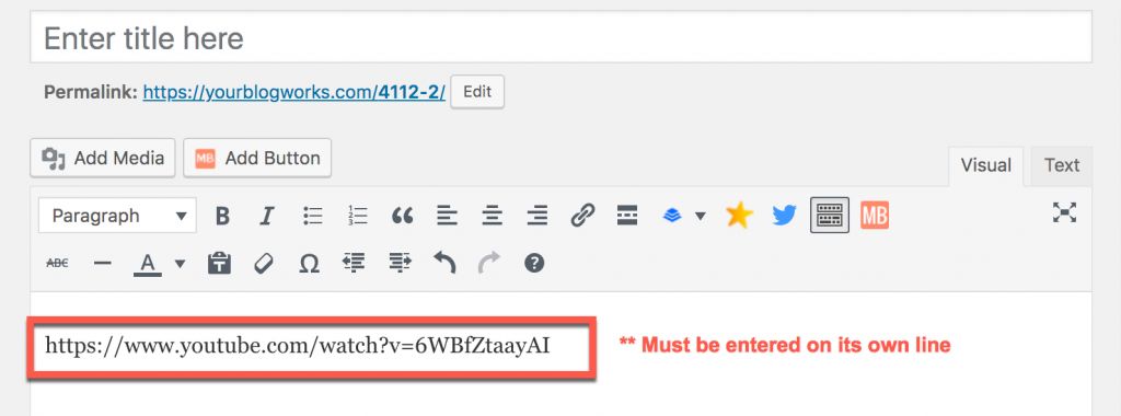 captură de ecran despre cum să încorporați adresa URL a videoclipului YouTube