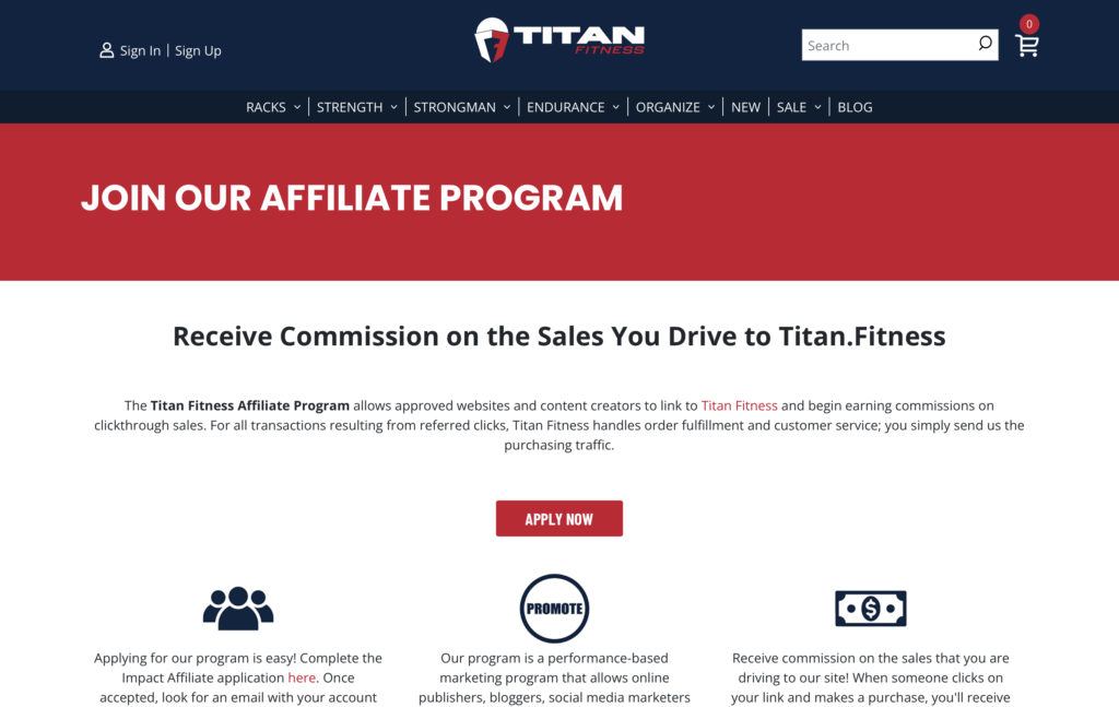 Titan Fitness, en iyi bağlı kuruluş pazarlama nişlerinden birinde