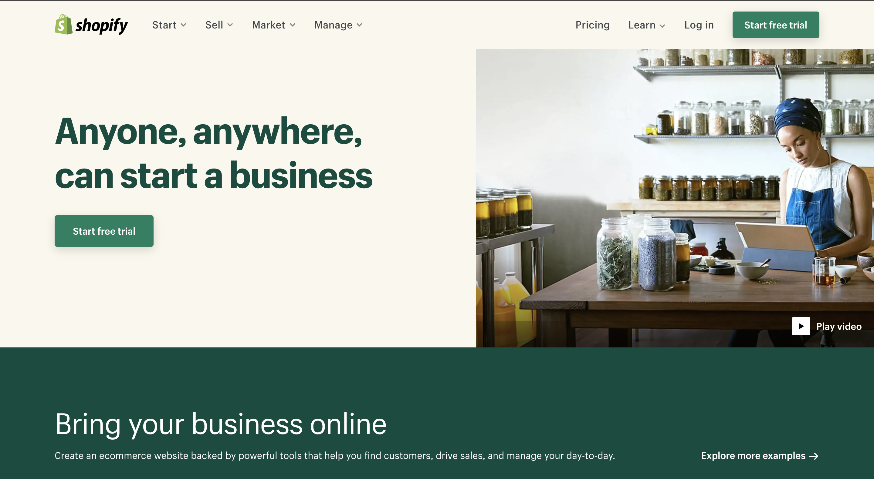 Dashboard di Shopify
