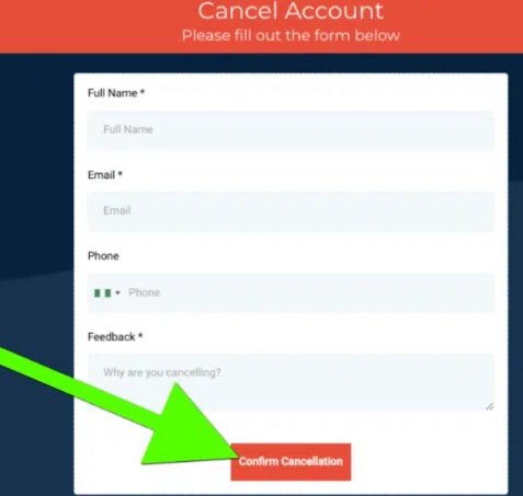 Formulir pembatalan GoHighLevel