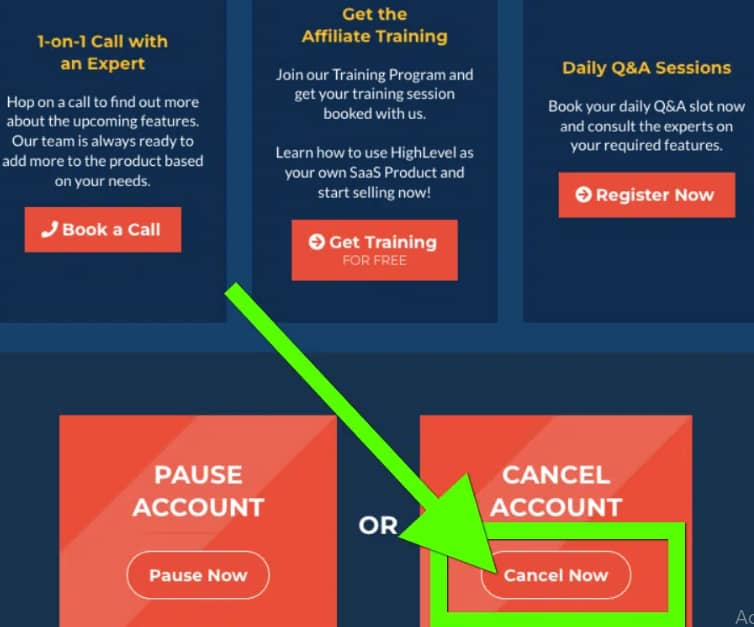 Cara membatalkan Langganan GoHighLevel