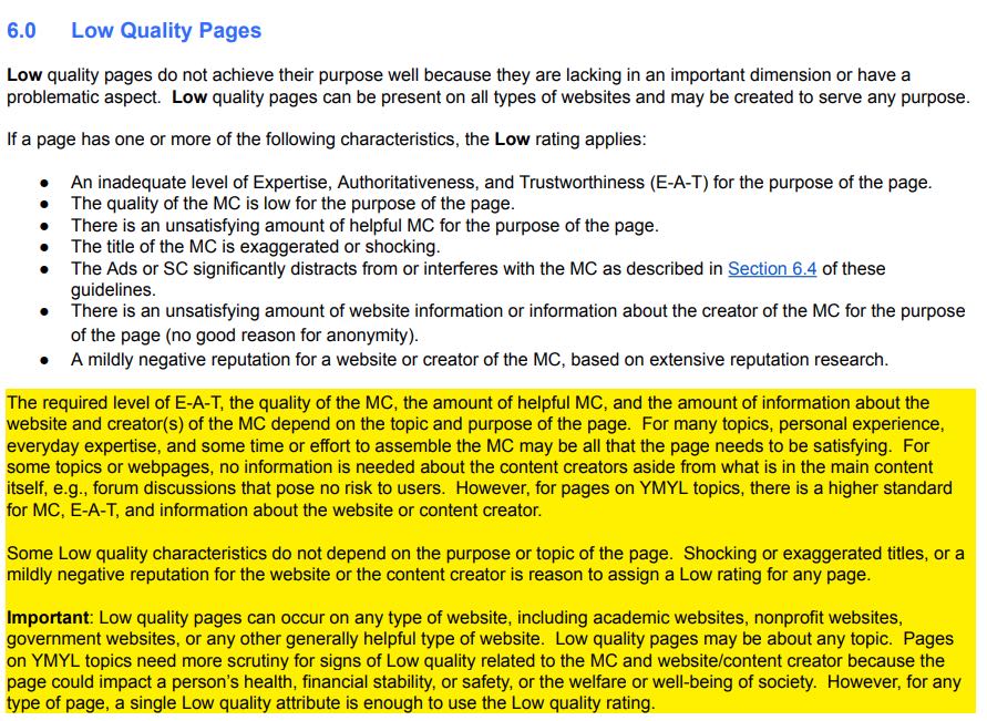 qrg pagine di bassa qualità