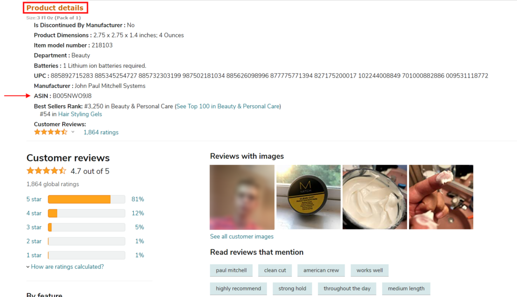 亞馬遜列表和客戶評論的詳細信息
