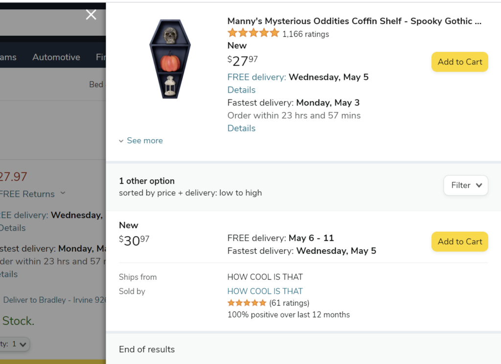 亞馬遜加入購物車頁面