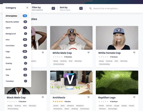 memilih template video viddyoze Anda