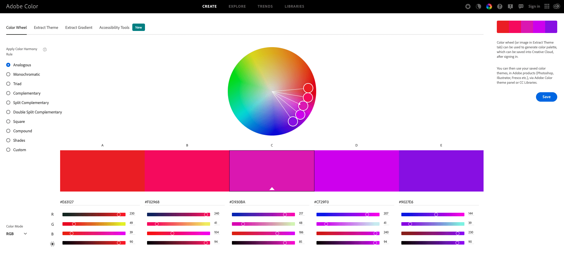 Aplicația Color Wheel