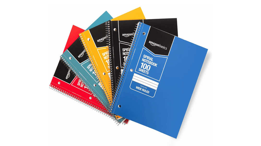 Записная книжка Amazon Basics с широкой линейкой и спиральным переплетом