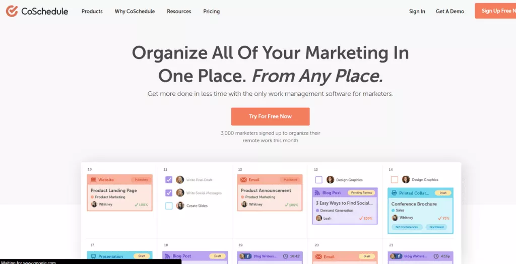 Coschedule 소셜 미디어 도구
