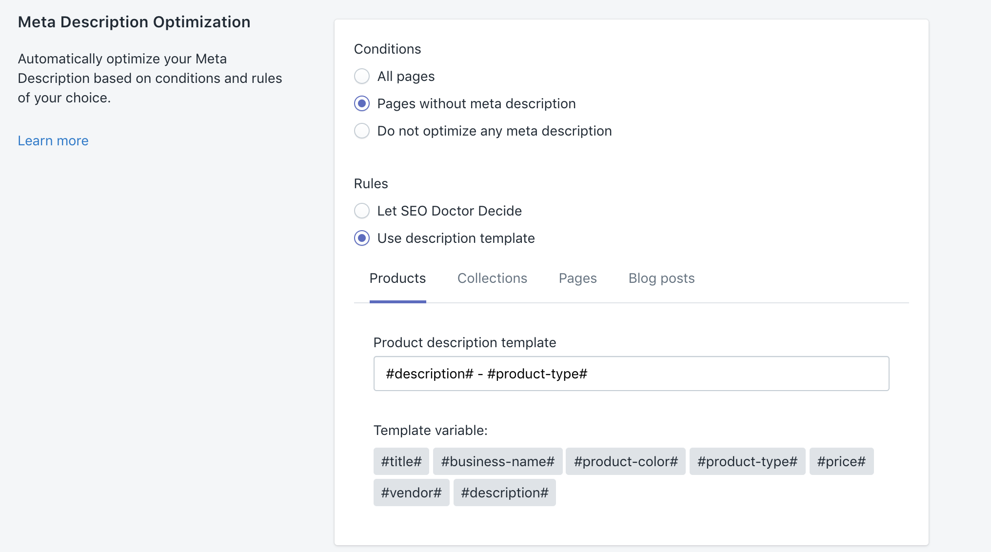 Plano de preços do SEO Doctor - Melhores aplicativos de SEO da Shopify