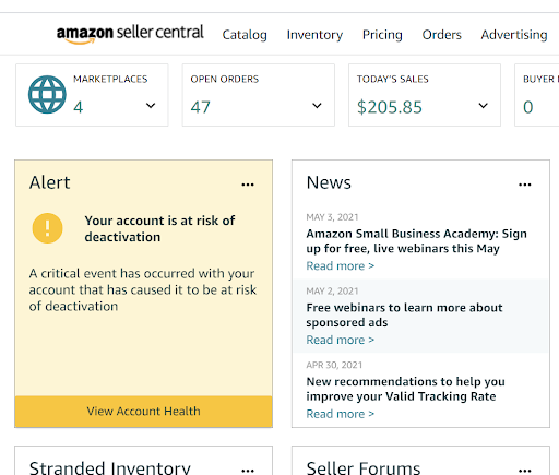 คำเตือนบัญชีอเมซอน