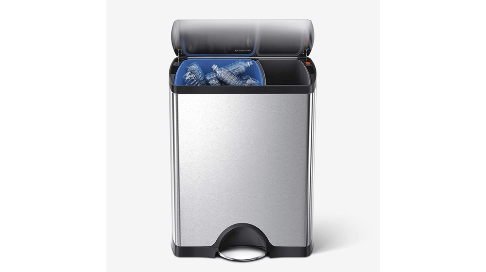 simplehuman Cestino della spazzatura rettangolare a doppio scomparto della cucina