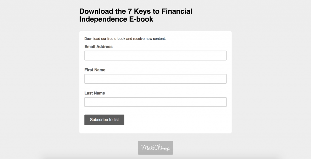 Formular de înscriere Mailchimp