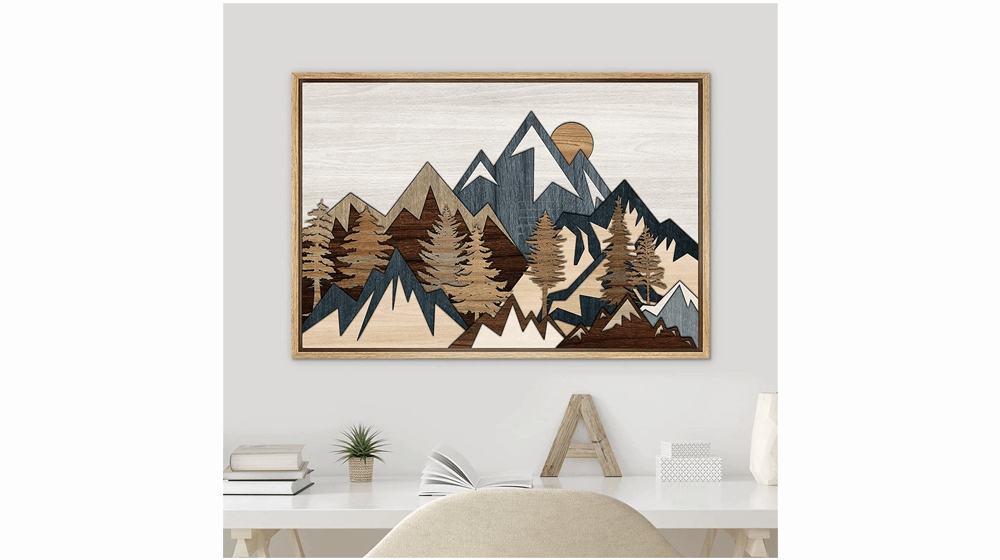 Impresión de arte de pared de lienzo enmarcado, impresión superior de la cordillera