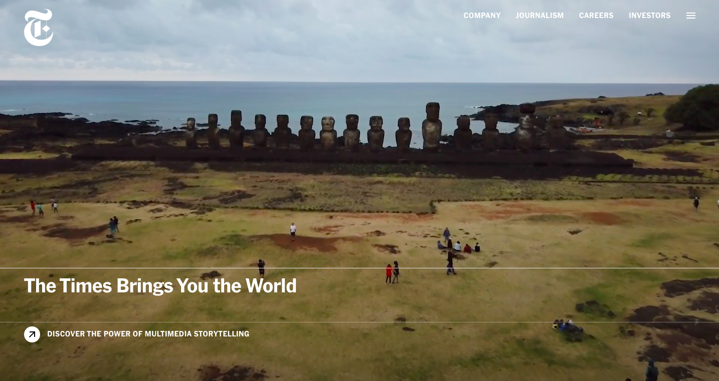 Site Web du NY Times à 100 % de zoom The NY Times website at 100% zoom.