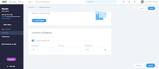 Manajemen inventaris Wix