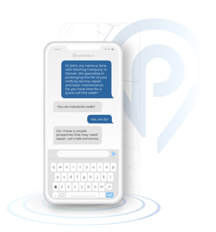 Peak führt E-Mails und SMS, um kommerzielle Dachdecker-Leads zu erhalten