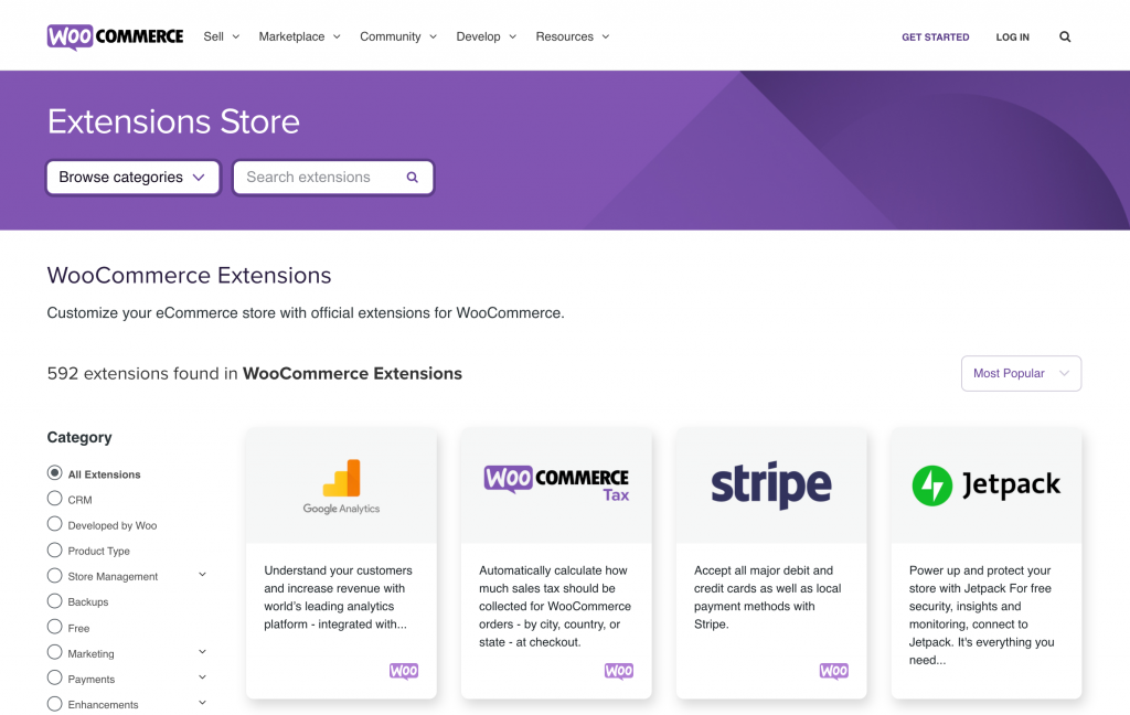 Tienda de extensiones de WooCommerce