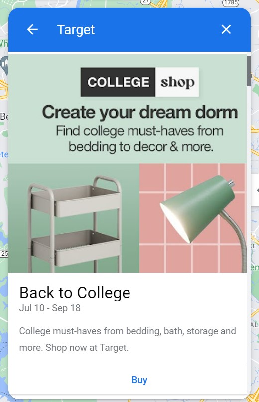 示例目標 Google 帖子