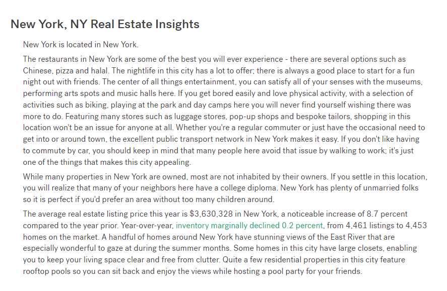 2017년 Trulia.com SEO 텍스트의 스크린샷.