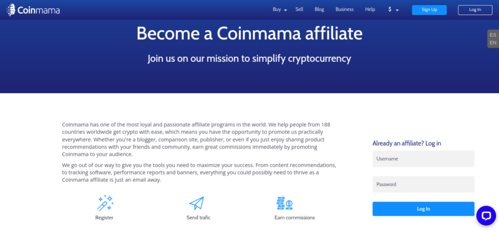 El programa de afiliados de Coinmama.
