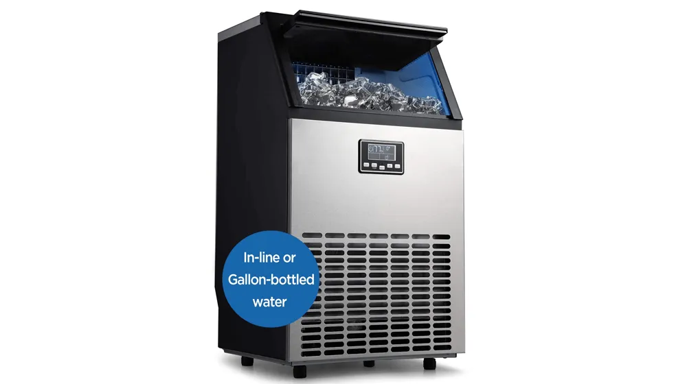 카운터 독립 구조로 서 있는 상업적인 제빙기 기계의 밑에 ADT 제빙기 스테인리스