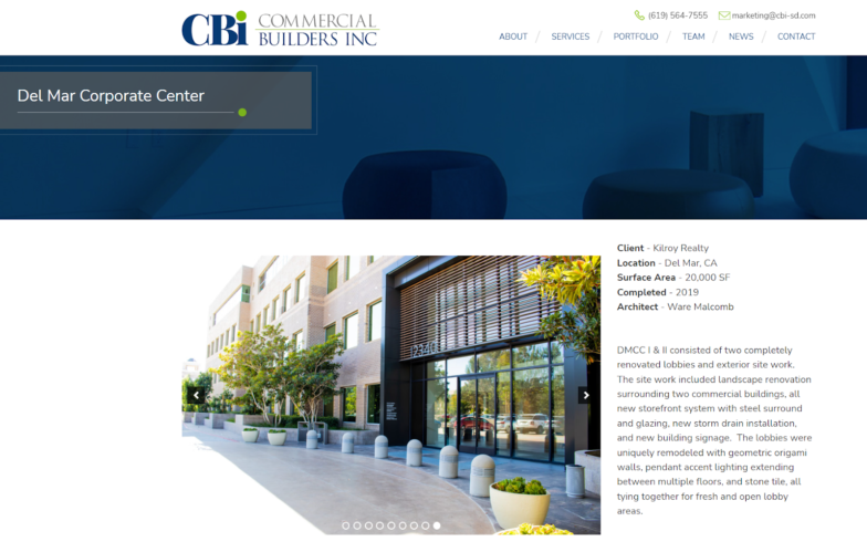 Commercial Builders Inc.의 포트폴리오 사이트 스크린샷