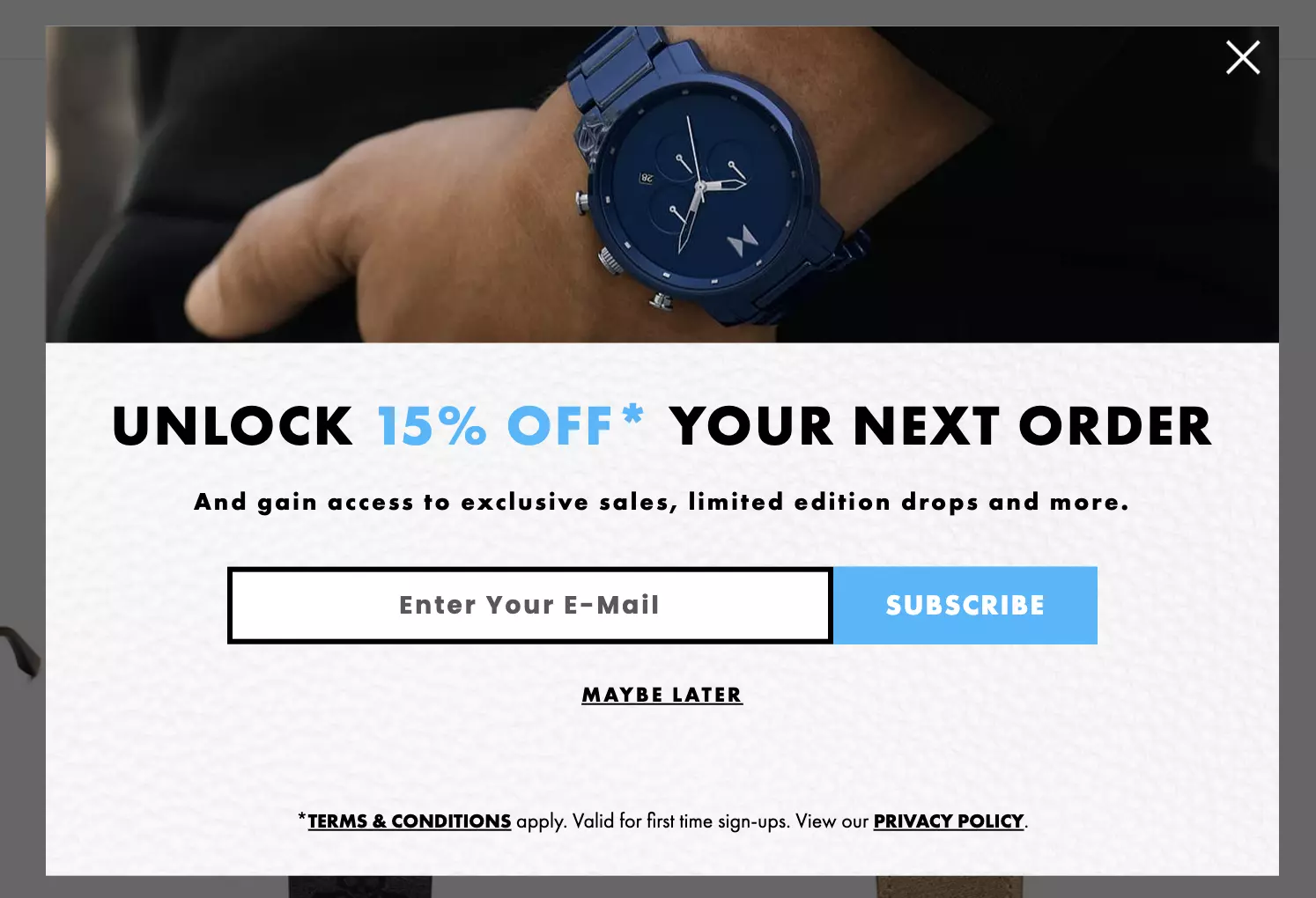 メール割引ポップアップ