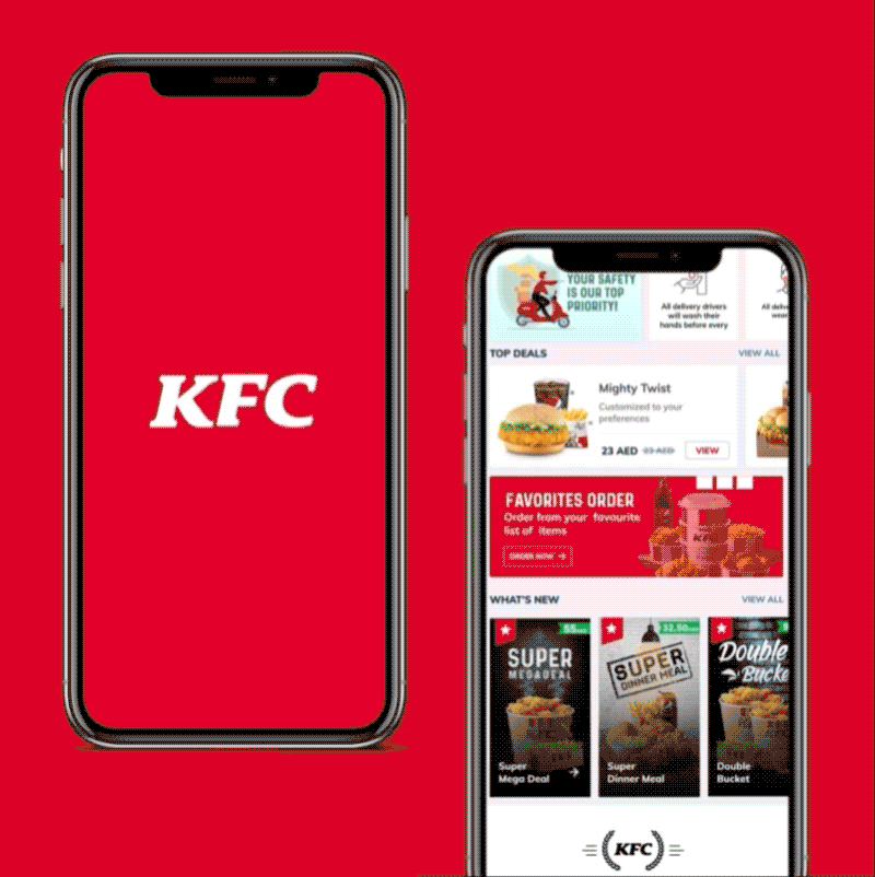 Application de livraison de nourriture KFC par Appinventiv