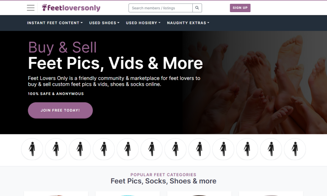 Capture d'écran Feet Lovers Only Home Page