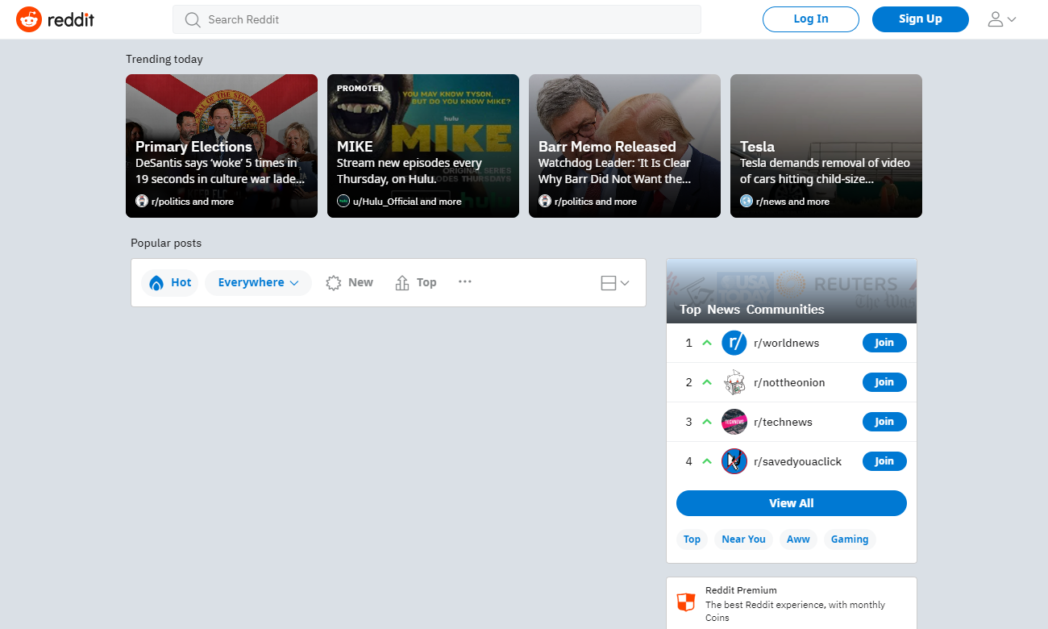 www.reddit.com Capture d'écran Reddit Homepage