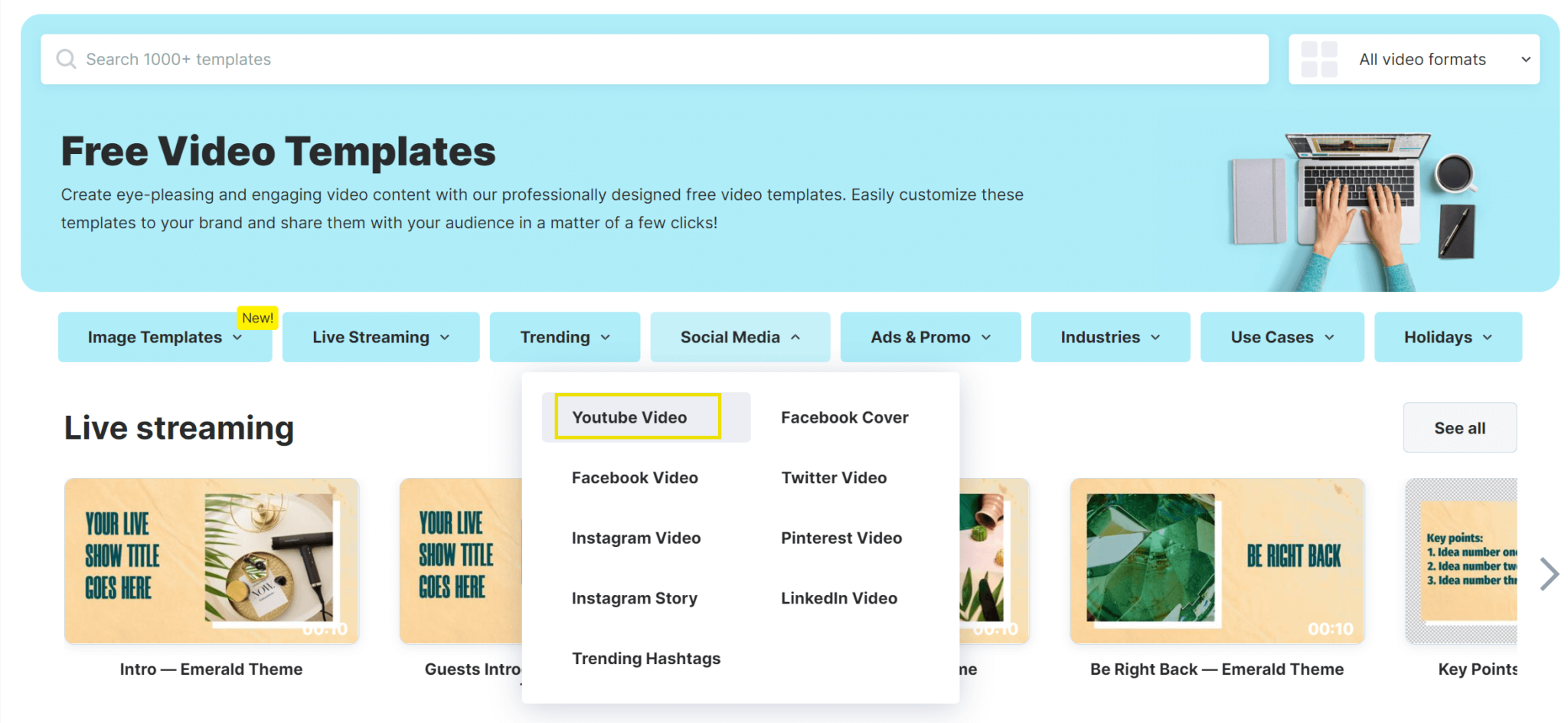 Modelos de vídeo do YouTube