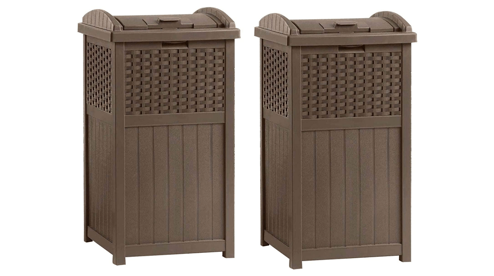 Coș de gunoi Suncast Hideaway, în aer liber, comercial, din rășină