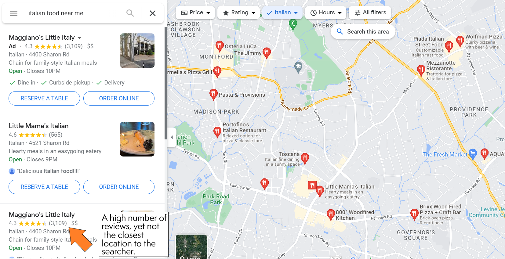 내 근처의 이탈리아 음식 리뷰 예