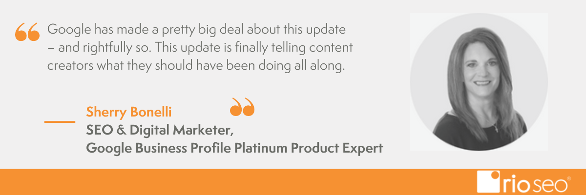 Sherry Bonnelli Google 유용한 콘텐츠 업데이트 인용문