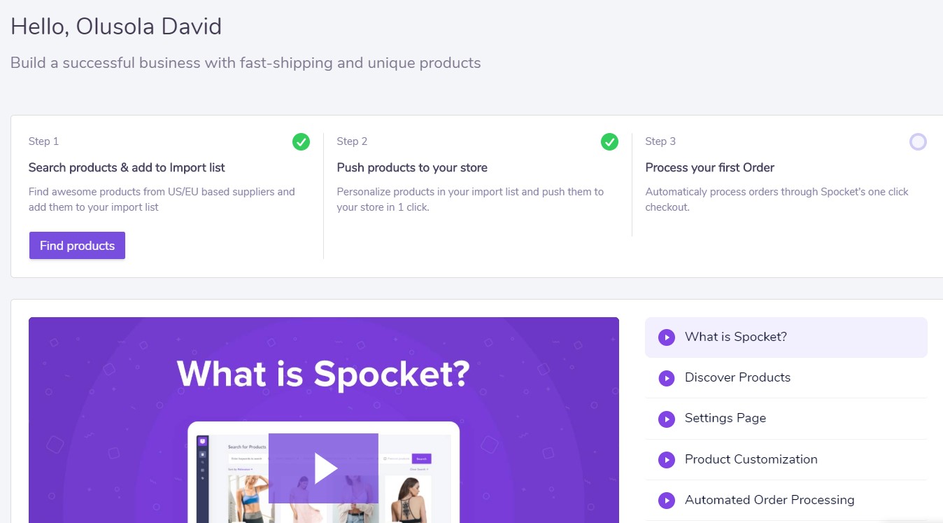 แดชบอร์ด spocket ของฉัน