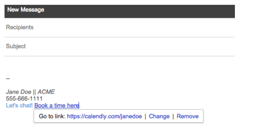 누군가의 이메일 서명에 부드럽게 링크