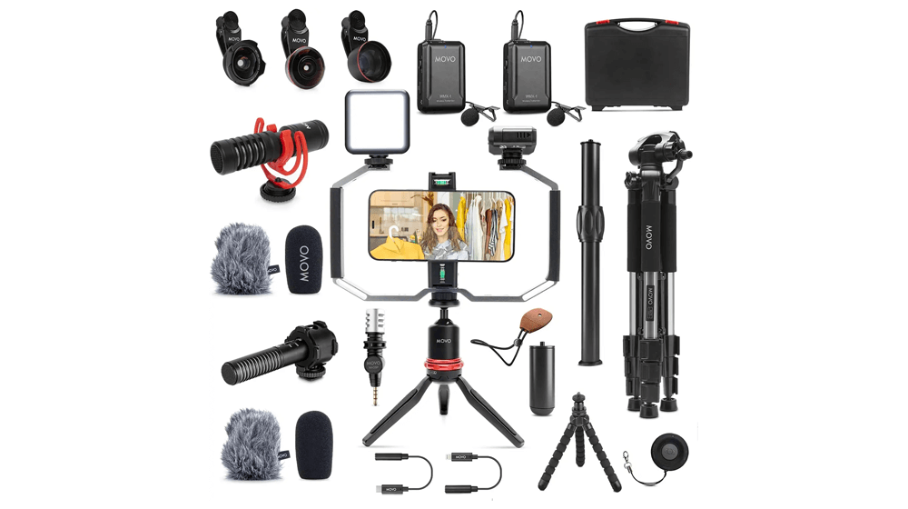 Movo iVlog5 Komplettes Vlogging-Kit für Regisseure mit Stativ