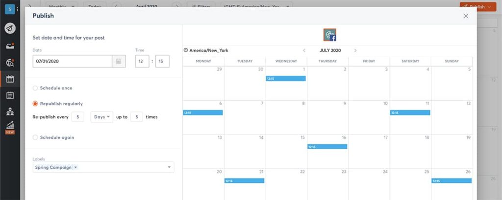 Dashboard del programma dei social media di Agorapulse