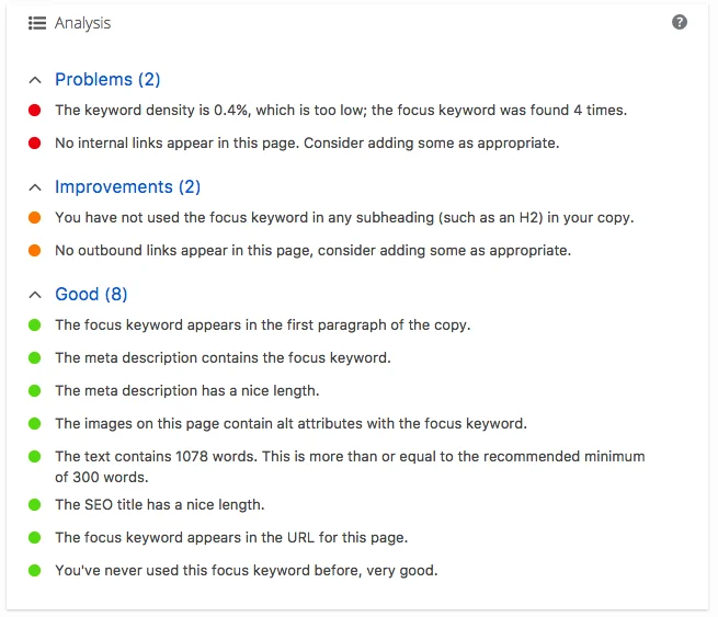 Yoast SEO關鍵詞標籤分析
