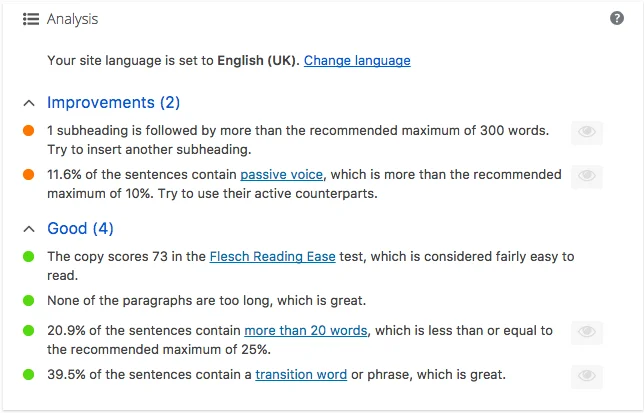 Yoast SEO WordPress 插件內容分析