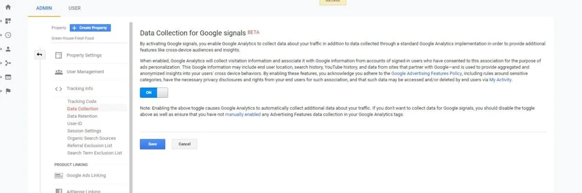 Datenerfassung für Google-Signale