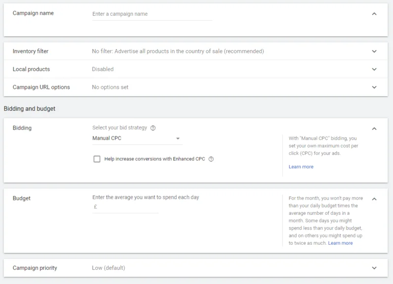 Einrichtung der Google Shopping-Kampagne