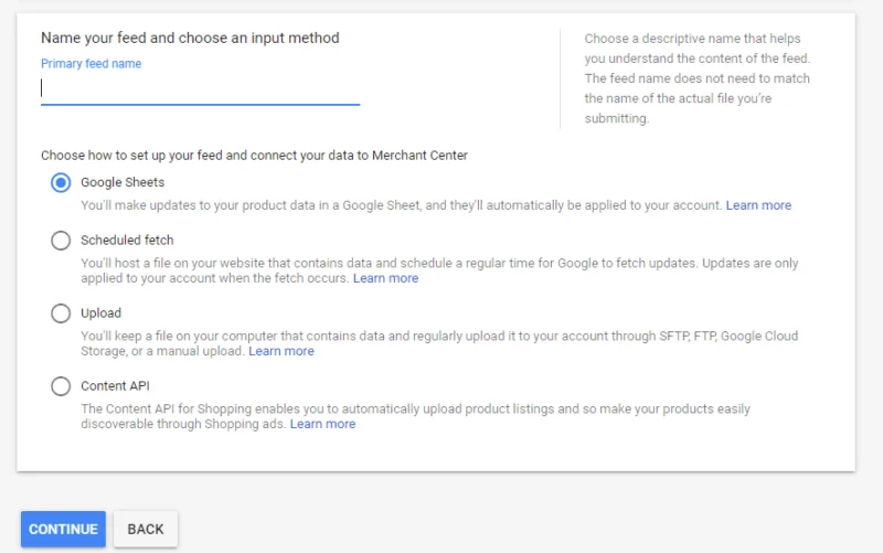 Einrichtung des Google Shopping-Feeds Schritt 2